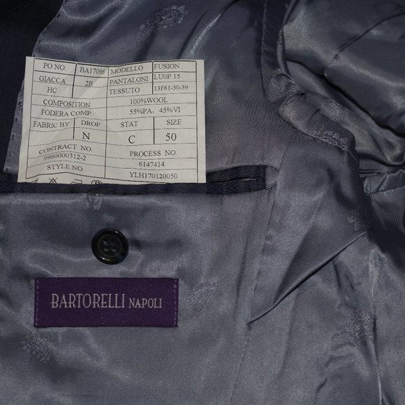 Bartorelli Napoli Biella Lafinicio Super 120's Blue Wool Men Blazer 50 - Picture 2 of 8